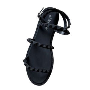 Olivia Miller Studded Jelly Sandals in Black, US 8
